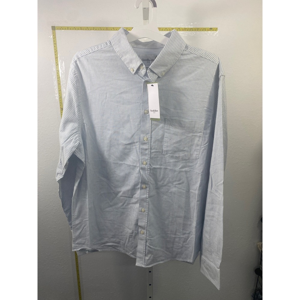 Goodfellow & Co Men Slim Fit Every Wear Oxford Button Down Striped Shirt Blue XL